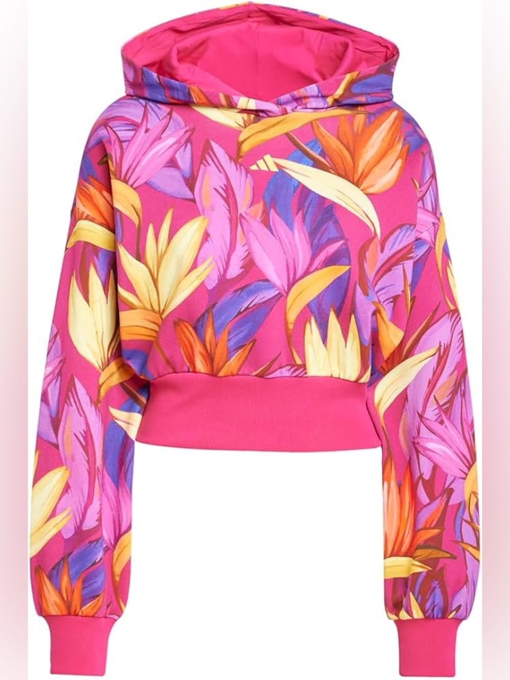 Adidas X FARM Rio Birds of Paradise Bold Pink Cropped Hoodie NWT Medium